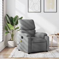  Massage Recliner Chair Light Grey Fabric