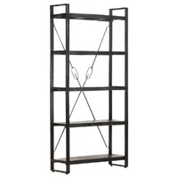  5-Tier Bookcase Black 90x30x180 cm Solid Mango Wood