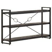  3-Tier Bookcase Black 140x30x80 cm Solid Mango Wood