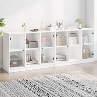  Bookcase with Doors White 204x37x75 cm Engineered Wood