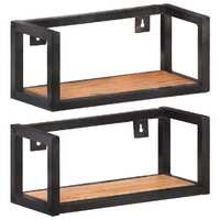  Wall Shelves 2 pcs 40 cm Solid Acacia Wood