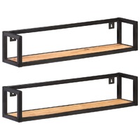  Wall Shelves 2 pcs 80 cm Solid Acacia Wood