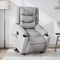  Electric Stand up Massage Recliner Chair Light Grey Fabric