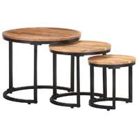  Side Tables 3 pcs Solid Acacia Wood