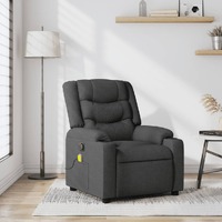  Massage Recliner Chair Dark Grey Fabric