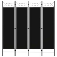  4-Panel Room Divider Black 160x180 cm