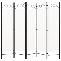  5-Panel Room Divider White 200x180 cm