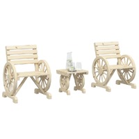  3 Piece Garden Lounge Set Solid Wood Fir
