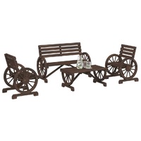  4 Piece Garden Lounge Set Solid Wood Fir