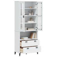  Highboard VIKEN White 80x40x200 cm Solid Wood Pine