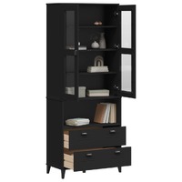  Highboard VIKEN Black 80x40x200 cm Solid Wood Pine
