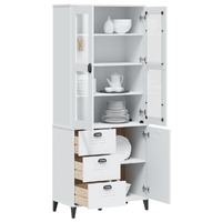  Highboard VIKEN White 80x40x190 cm Solid Wood Pine