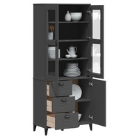  Highboard VIKEN Anthracite Grey 80x40x190 cm Solid Wood Pine
