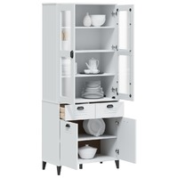  Highboard VIKEN White 80x40x190 cm Solid Wood Pine