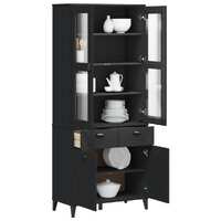  Highboard VIKEN Black 80x40x190 cm Solid Wood Pine