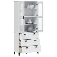  Highboard VIKEN White 80x40x190 cm Solid Wood Pine