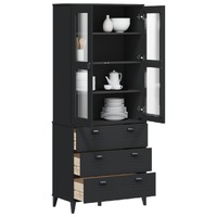  Highboard VIKEN Black 80x40x190 cm Solid Wood Pine