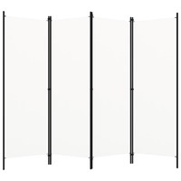  4-Panel Room Divider White 200x180 cm