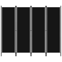  4-Panel Room Divider Black 200x180 cm