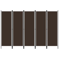  5-Panel Room Divider Brown 250x180 cm