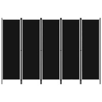  5-Panel Room Divider Black 250x180 cm