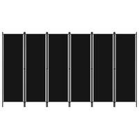  6-Panel Room Divider Black 300x180 cm