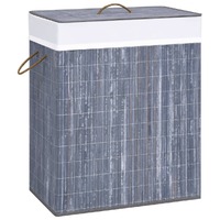  Bamboo Laundry Basket with 2 Sections Grey 100 L