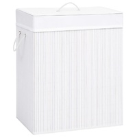  Bamboo Laundry Basket with 2 Sections White 100 L