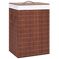  Bamboo Laundry Basket with 2 Sections Brown 72 L