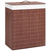  Bamboo Laundry Basket with 2 Sections Brown 100 L