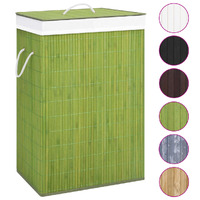  Bamboo Laundry Basket with 2 Sections Green 72 L
