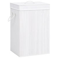  Bamboo Laundry Basket with Single Section White