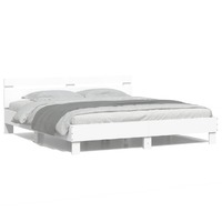  Bed Frame with LED without Mattress White 183x203 cm King