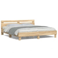  Bed Frame with LED without Mattress Sonoma Oak 183x203 cm King