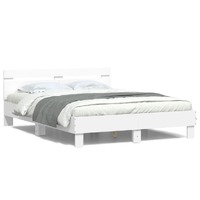  Bed Frame with LED without Mattress White 150x200 cm