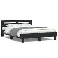  Bed Frame with LED without Mattress Black 150x200 cm