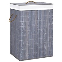  Bamboo Laundry Basket with Single Section Grey