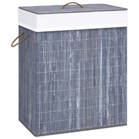  Bamboo Laundry Basket with Single Section Grey 83 L