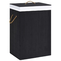  Bamboo Laundry Basket with Single Section Black
