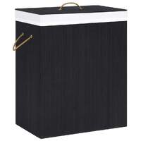  Bamboo Laundry Basket with Single Section Black 83 L