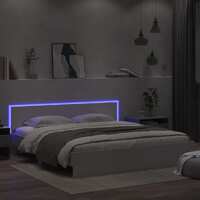  Bed Frame with LED without Mattress White 183x203 cm King