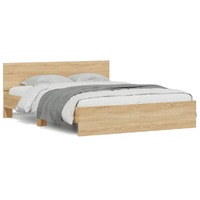  Bed Frame with LED without Mattress Sonoma Oak 150x200 cm