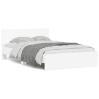 Bed Frame with LED without Mattress White 135x190 cm