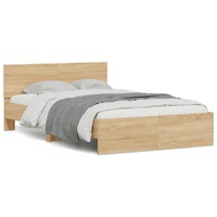  Bed Frame with LED without Mattress Sonoma Oak 135x190 cm