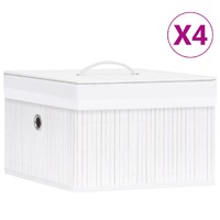  Bamboo Storage Boxes 4 pcs White