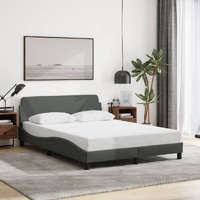  Bed Frame without Mattress Dark Grey 137x187 cm Double Fabric