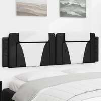  Headboard Cushion Black and White 183 cm Faux Leather