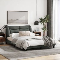  Bed Frame without Mattress Dark Grey 137x187 cm Double Fabric