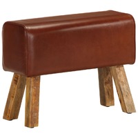  Gym Bok Bench 58 cm Brown Real Leather and Solid Mango Wood