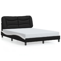  Bed Frame without Mattress Black and White 137x187 cm Double Faux Leather